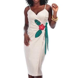 Collectif Della Hibiscus Pencil Wiggle Pinup Dress